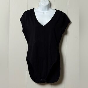 Old Navy Women’s Black V-Neck Cap Sleeve Cotton Blend Bodysuit Size XL